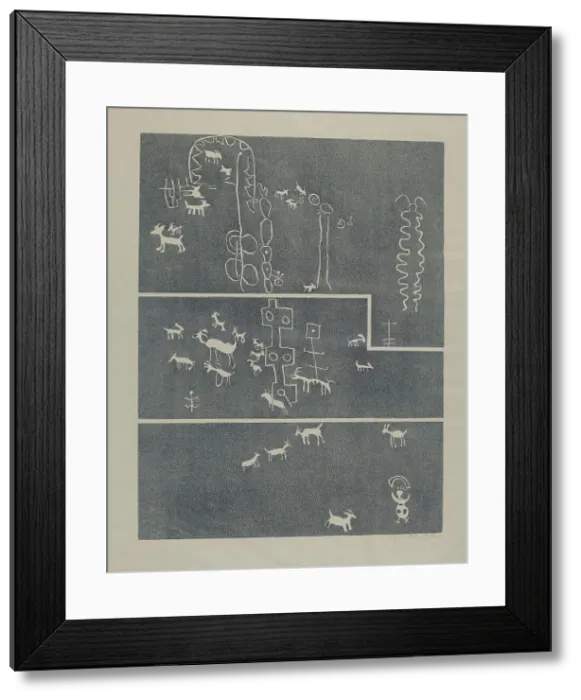 Framed Print : Petroglyph, 1935 / 1942. Creator: Lala Eve Rivol Framed Print : Petroglyph, 1935 / 1942. Creator: Lala Eve Rivol