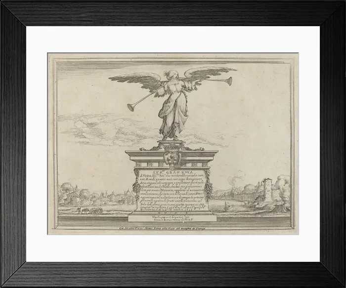 Framed Print : Dedication Page with Statue of Fama, 1638. Creator: Ercole Bazicaluva Framed Print : Dedication Page with Statue of Fama, 1638. Creator: Ercole Bazicaluva