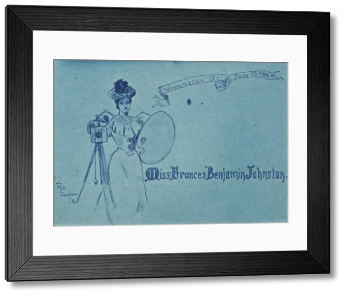 Framed Print : Portrait placecard for Frances Benjamin Johnston, one of 16 unique miniatures by Mills Thom... 1896 Creator: Mills Thompson Framed Print : Portrait placecard for Frances Benjamin Johnston, one of 16 unique miniatures by Mills Thom... 1896 Creator: Mills Thompson