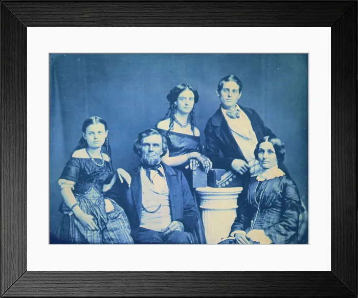 Framed Print : Mr. Zina Hitchcock Benjamin family, posed left to right: Cornelia, Zina Hitchcock...c1890. Creator: Frances Benjamin Johnston Framed Print : Mr. Zina Hitchcock Benjamin family, posed left to right: Cornelia, Zina Hitchcock...c1890. Creator: Frances Benjamin Johnston