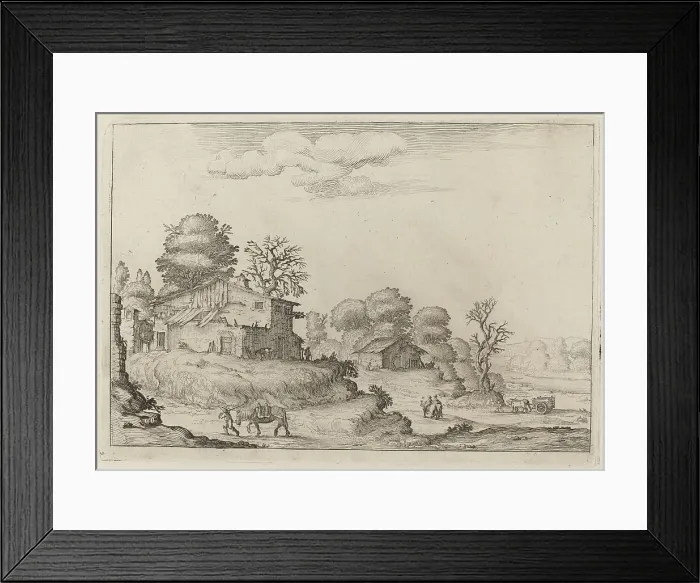 Framed Print : Rustic Landscape with Peasants and Horses, 1638. Creator: Ercole Bazicaluva Framed Print : Rustic Landscape with Peasants and Horses, 1638. Creator: Ercole Bazicaluva