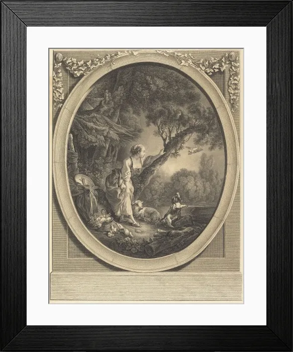 Framed Print : L'Arrivée du Courrier. Creator: Jacques Firmin Beauvarlet Framed Print : L'Arrivée du Courrier. Creator: Jacques Firmin Beauvarlet