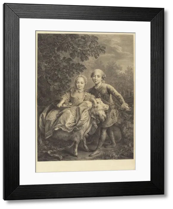 Framed Print : The Comte d'Artois and His Sister Mademoiselle Clotilde, 1767. Creator: Jacques Firmin Beauvarlet Framed Print : The Comte d'Artois and His Sister Mademoiselle Clotilde, 1767. Creator: Jacques Firmin Beauvarlet
