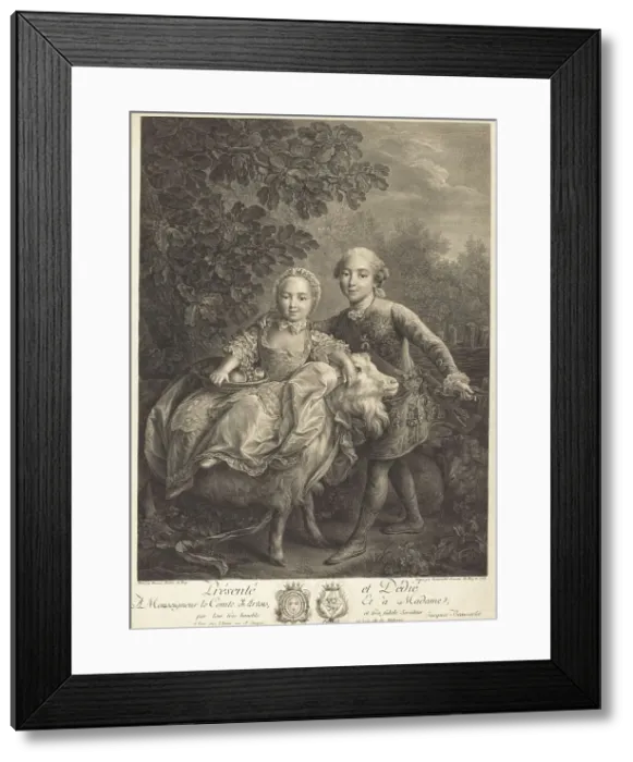 Framed Print : The Comte d'Artois and His Sister Mademoiselle Clotilde, 1767. Creator: Jacques Firmin Beauvarlet Framed Print : The Comte d'Artois and His Sister Mademoiselle Clotilde, 1767. Creator: Jacques Firmin Beauvarlet