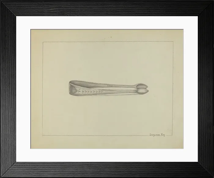 Framed Print : Silver Sugar Tongs, c. 1936. Creator: Suzanne Roy Framed Print : Silver Sugar Tongs, c. 1936. Creator: Suzanne Roy