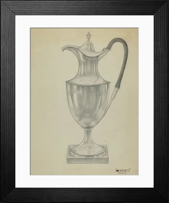 Framed Print : Silver Hot Water Pot, c. 1936. Creator: Herbert Russin Framed Print : Silver Hot Water Pot, c. 1936. Creator: Herbert Russin