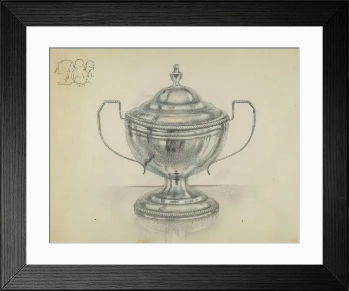 Framed Print : Silver Sugar Bowl, c. 1936. Creator: Herbert Russin