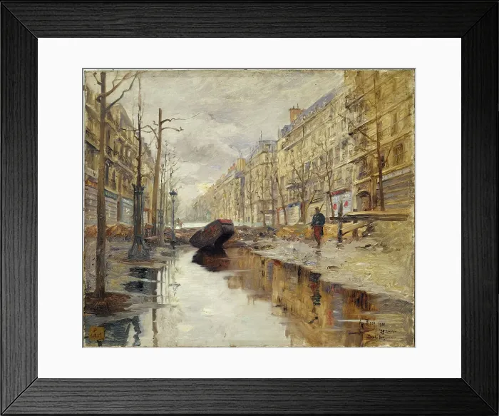 Framed Print : Boulevard Haussmann during the 1910 floods. 1910. Creator: Alexandre Bloch Framed Print : Boulevard Haussmann during the 1910 floods. 1910. Creator: Alexandre Bloch
