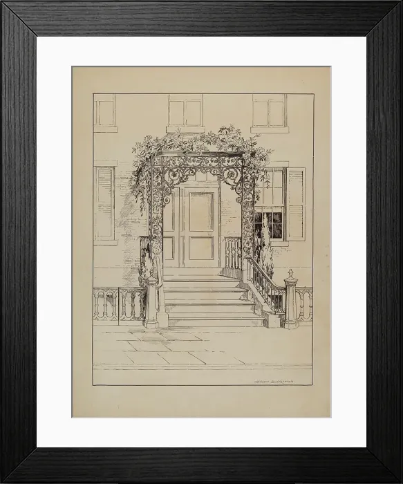 Framed Print : Cast Iron Porch, c. 1936. Creator: Gilbert Sackerman