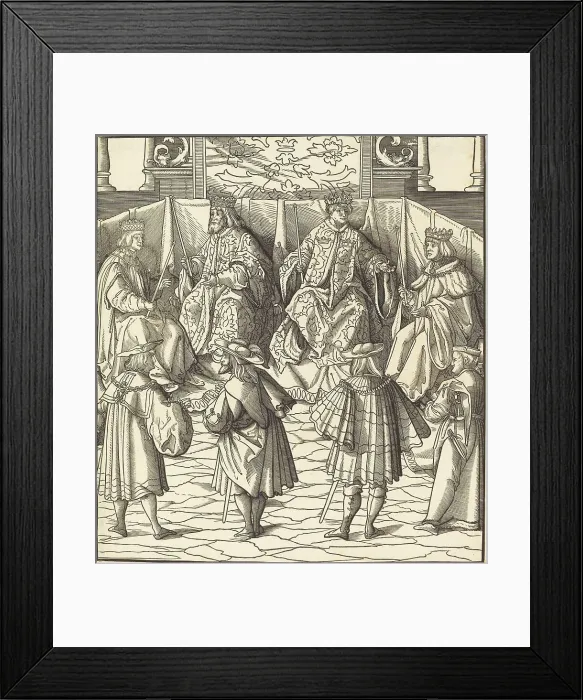 Framed Print : Assembly of Four Kings, in the foreground Four Men, 1514 / 1516. Creator: Leonhard Beck Framed Print : Assembly of Four Kings, in the foreground Four Men, 1514 / 1516. Creator: Leonhard Beck