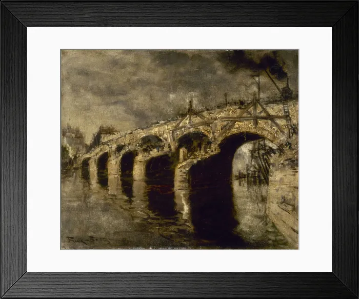 Framed Print : Demolition of the old Tournelle bridge, before 1920. Creator: Frank Myers Boggs