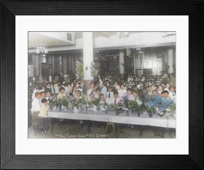 Framed Print : The fall flower show at P.S. 15, Manhattan, c1921. Creator: Frances Benjamin Johnston Framed Print : The fall flower show at P.S. 15, Manhattan, c1921. Creator: Frances Benjamin Johnston