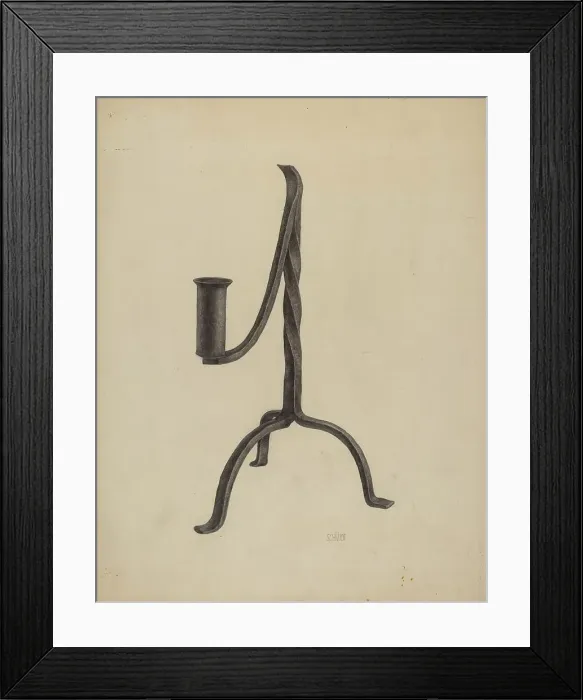 Framed Print : Three Legged Candlestick, c. 1938. Creator: William Schmidt Framed Print : Three Legged Candlestick, c. 1938. Creator: William Schmidt