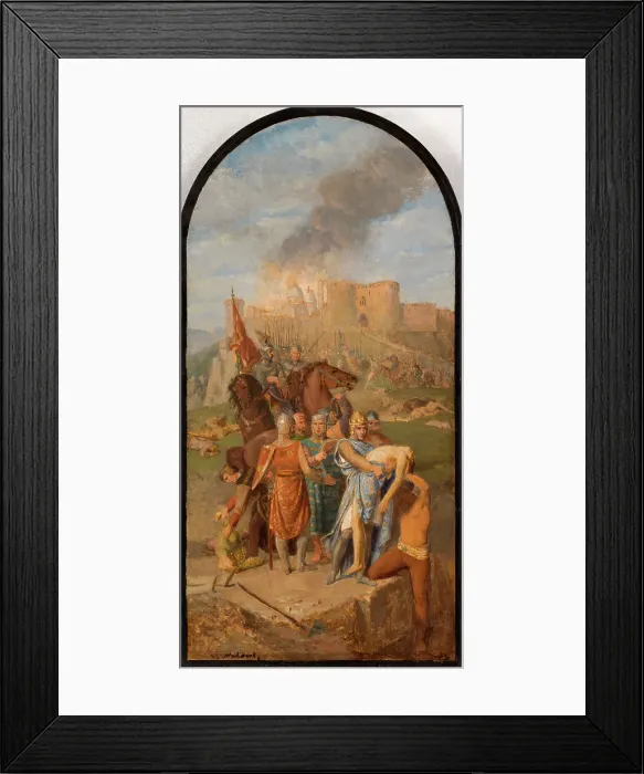 Framed Print : Esquisse pour l'église Saint-Sulpice : Saint Louis enterre les pestiférés à Damiette, c.1864 - 1870. Creator: Louis Matout Framed Print : Esquisse pour l'église Saint-Sulpice : Saint Louis enterre les pestiférés à Damiette, c.1864 - 1870. Creator: Louis Matout