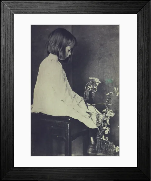 Framed Print : Child with oak branch, c1900. Creator: Eva Watson-Schutze Framed Print : Child with oak branch, c1900. Creator: Eva Watson-Schutze