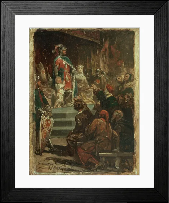Framed Print : Sketch for the Hôtel de Ville, Paris : Philip II of France leaving for the Holy Land, c.1862. Creator: Adolphe Yvon Framed Print : Sketch for the Hôtel de Ville, Paris : Philip II of France leaving for the Holy Land, c.1862. Creator: Adolphe Yvon