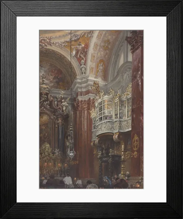 Framed Print : The Interior of the Jacobskirche at Innsbruck, 1872. Creator: Adolph Menzel