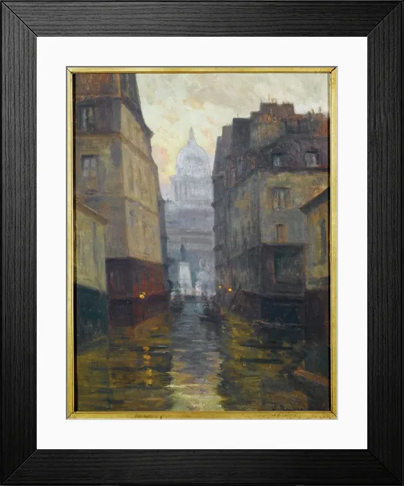 Framed Print : Rue du Haut-Pavé towards Place Maubert (floods from 1910), 1910. Creator: Germain Eugene Bonneton Framed Print : Rue du Haut-Pavé towards Place Maubert (floods from 1910), 1910. Creator: Germain Eugene Bonneton