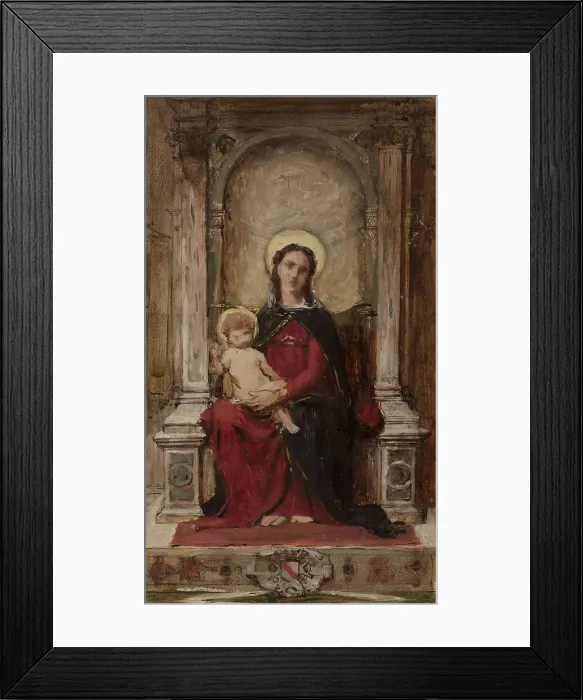 Framed Print : Vierge à l'Enfant, esquisse pour un tableau d'autel destiné à la chapelle des ducs de... c.1876. Creator: Franois Alfred Delobbe Framed Print : Vierge à l'Enfant, esquisse pour un tableau d'autel destiné à la chapelle des ducs de... c.1876. Creator: Franois Alfred Delobbe