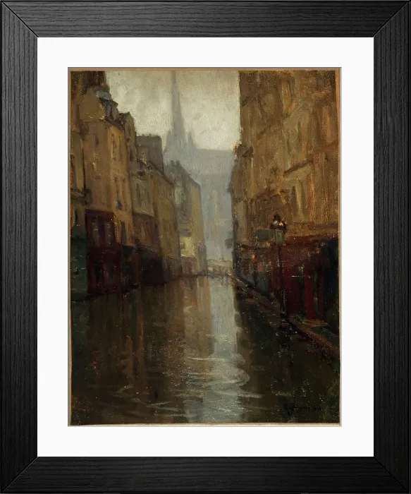 Framed Print : Rue du Haut-Pavé towards the Quai de Montebello (floods of 1910), 1910. Creator: Germain Eugene Bonneton Framed Print : Rue du Haut-Pavé towards the Quai de Montebello (floods of 1910), 1910. Creator: Germain Eugene Bonneton