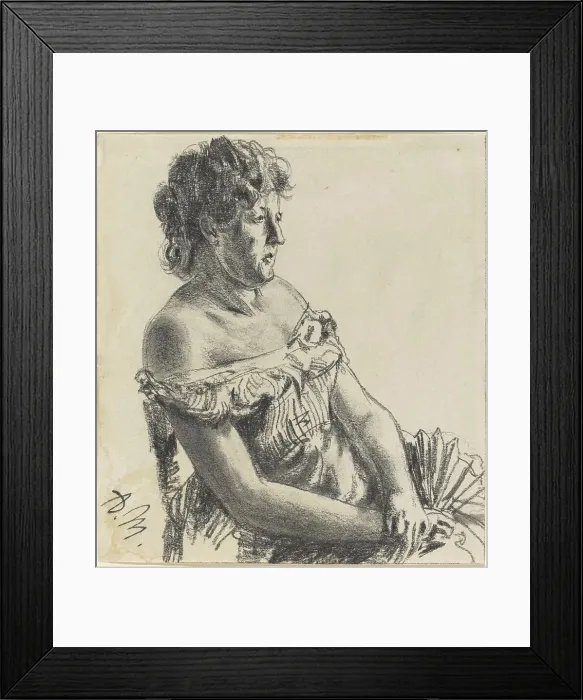 Framed Print : Woman in Court Dress. Creator: Adolph Menzel Framed Print : Woman in Court Dress. Creator: Adolph Menzel