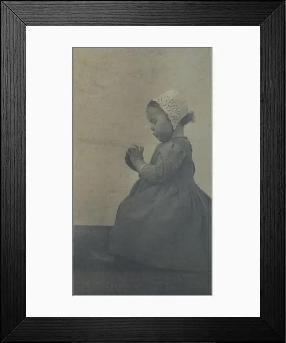 Framed Print : Child with apple, c1900. Creator: Ema Spencer Framed Print : Child with apple, c1900. Creator: Ema Spencer