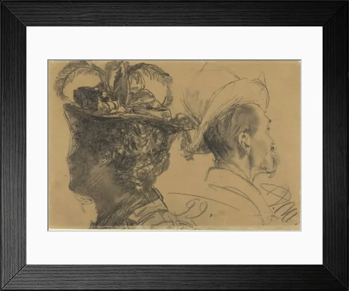 Framed Print : Heads of a Man and a Woman, 1899. Creator: Adolph Menzel Framed Print : Heads of a Man and a Woman, 1899. Creator: Adolph Menzel