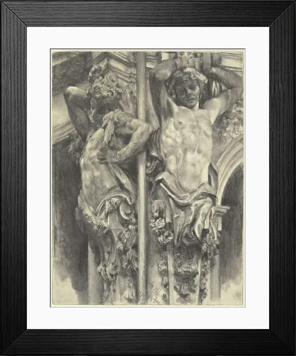 Framed Print : Atlases on the Wallpavillon of the Dresden Zwinger, 1880. Creator: Adolph Menzel Framed Print : Atlases on the Wallpavillon of the Dresden Zwinger, 1880. Creator: Adolph Menzel
