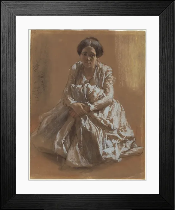 Framed Print : The Artist's Sister Emilie, 1851. Creator: Adolph Menzel Framed Print : The Artist's Sister Emilie, 1851. Creator: Adolph Menzel