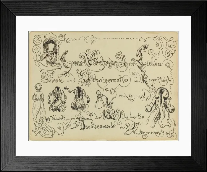 Framed Print : A New Year's Greeting, 1839. Creator: Adolph Menzel Framed Print : A New Year's Greeting, 1839. Creator: Adolph Menzel