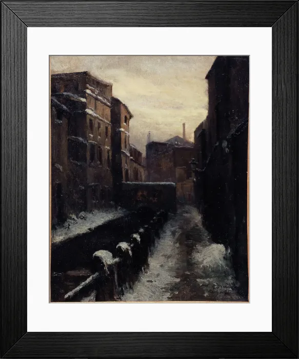 Framed Print : View of the Bievre, avenue des Gobelins (snow effect), c1900. Creator: Germain Eugene Bonneton Framed Print : View of the Bievre, avenue des Gobelins (snow effect), c1900. Creator: Germain Eugene Bonneton