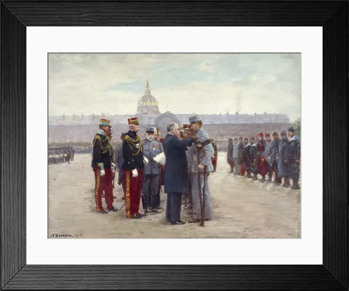 Framed Print : Medal ceremony on the Esplanade des Invalides by President Poincare, September 17, 1915. Creator: Joseph Felix Bouchor Framed Print : Medal ceremony on the Esplanade des Invalides by President Poincare, September 17, 1915. Creator: Joseph Felix Bouchor