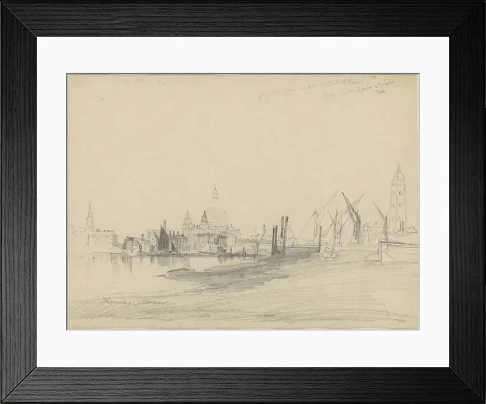 Framed Print : St. Paul's from Under Waterloo Bridge, Low Tide, 1862. Creator: Thomas Moran Framed Print : St. Paul's from Under Waterloo Bridge, Low Tide, 1862. Creator: Thomas Moran