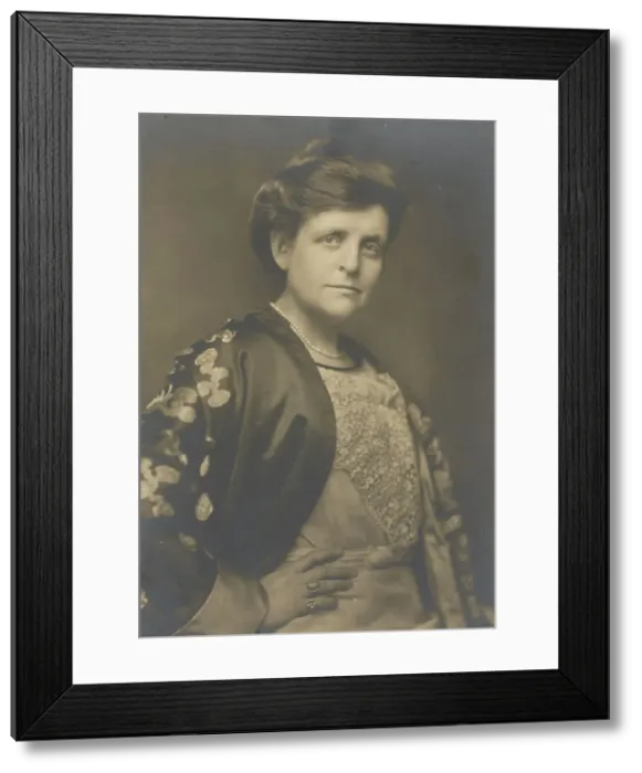 Framed Print : Frances Benjamin Johnston, half-length portrait, turned to the right, facing front, with... 1911. Creator: William H Towles Framed Print : Frances Benjamin Johnston, half-length portrait, turned to the right, facing front, with... 1911. Creator: William H Towles