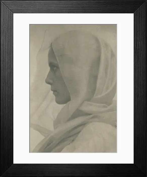 Framed Print : Profile portrait of woman draped with a veil, c1900. Creator: Amelia Van Buren Framed Print : Profile portrait of woman draped with a veil, c1900. Creator: Amelia Van Buren