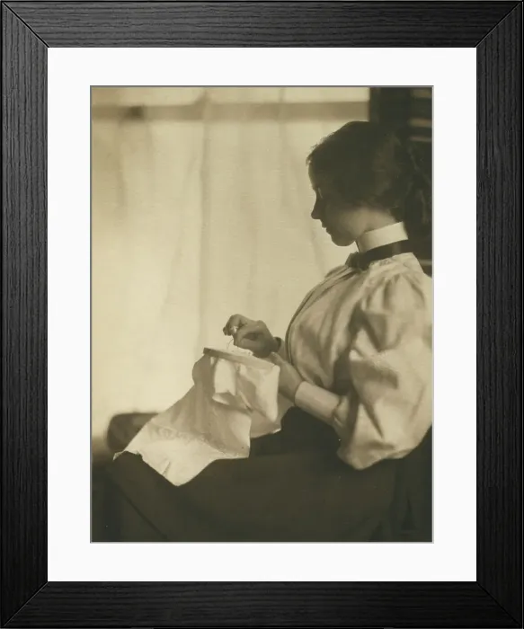 Framed Print : The embroidery frame, c1900. Creator: Mathilde Weil Framed Print : The embroidery frame, c1900. Creator: Mathilde Weil