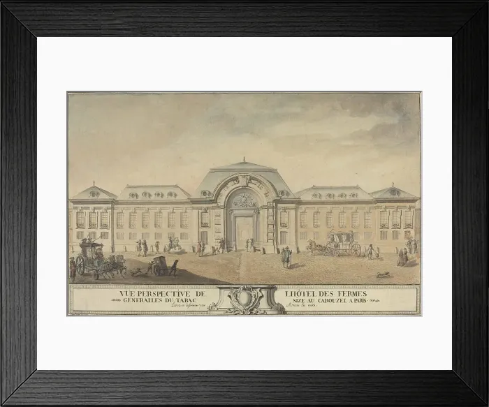 Framed Print : View of the Hôtel des Fermes Générales du Tabac, 1763. Creator: Jean-Michel Moreau Framed Print : View of the Hôtel des Fermes Générales du Tabac, 1763. Creator: Jean-Michel Moreau