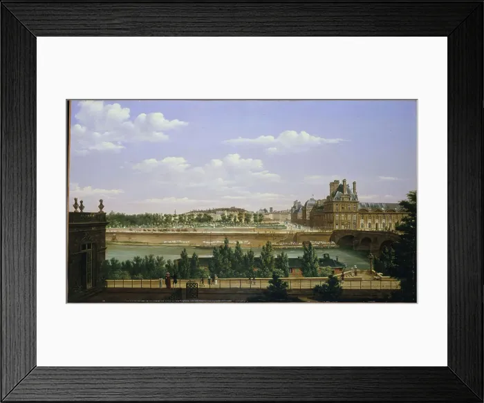 Framed Print : The Garden and Tuileries Palace, seen from the Quai d'Orsay, 1813. Creator: Etienne Bouhot Framed Print : The Garden and Tuileries Palace, seen from the Quai d'Orsay, 1813. Creator: Etienne Bouhot
