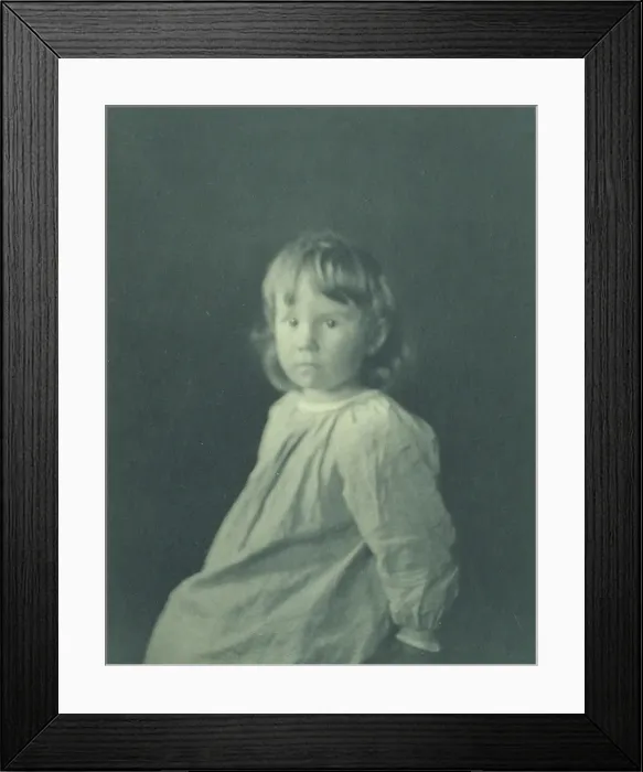 Framed Print : Seated girl with body facing left looking at the camera, c1900. Creator: Myra Albert Wiggins Framed Print : Seated girl with body facing left looking at the camera, c1900. Creator: Myra Albert Wiggins