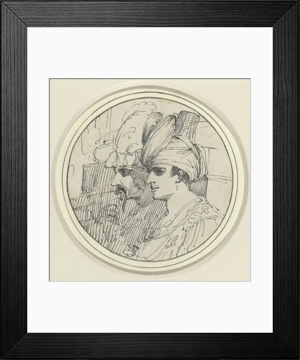 Framed Print : Two Oriental Heads, 1770 / 1775. Creator: John Hamilton Mortimer