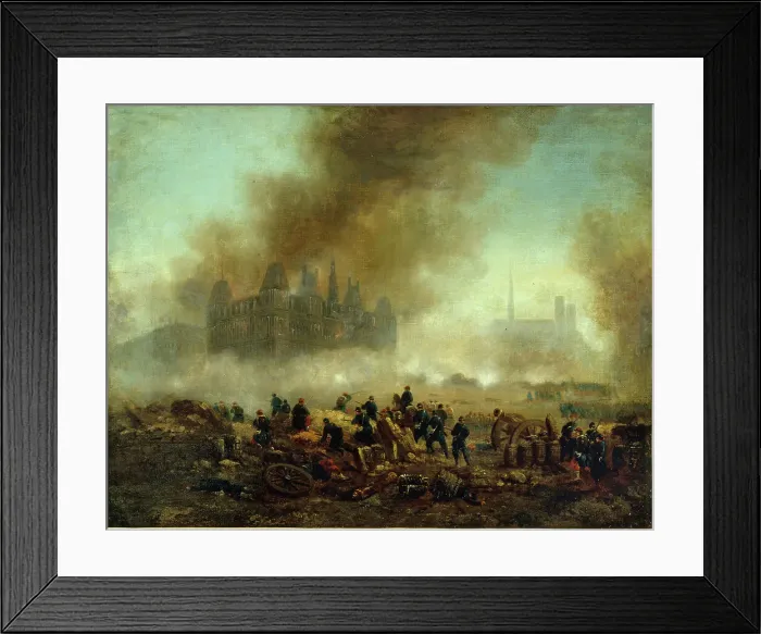 Framed Print : The Hotel de Ville set on fire, attacked by the troops of Versailles, 1871. Creator: Gustave Boulanger Framed Print : The Hotel de Ville set on fire, attacked by the troops of Versailles, 1871. Creator: Gustave Boulanger