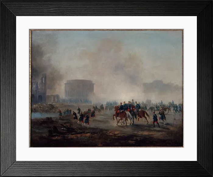 Framed Print : The Rotonde de la Villette surrounded by Versailles troops, 1871. Creator: Gustave Boulanger Framed Print : The Rotonde de la Villette surrounded by Versailles troops, 1871. Creator: Gustave Boulanger