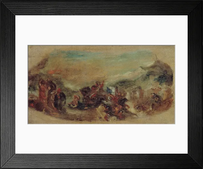 Framed Print : Esquisse pour la bibliothèque du palais Bourbon : Attila suivi de ses hordes barbares... c1844. Creator: Eugene Delacroix