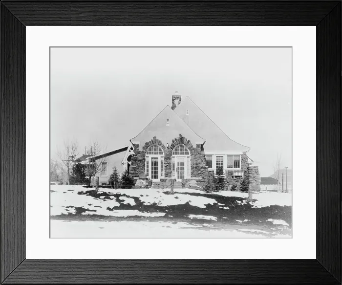 Framed Print : Stone house, with snow on ground, Colorado, between 1903 and 1923. Creator: Unknown Framed Print : Stone house, with snow on ground, Colorado, between 1903 and 1923. Creator: Unknown
