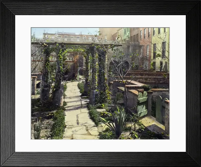 Framed Print : Turtle Bay Gardens, 227-247 East 48th Street and 228-246 East 49th Street, New York, New York, 1920. Creator: Frances Benjamin Johnston Framed Print : Turtle Bay Gardens, 227-247 East 48th Street and 228-246 East 49th Street, New York, New York, 1920. Creator: Frances Benjamin Johnston