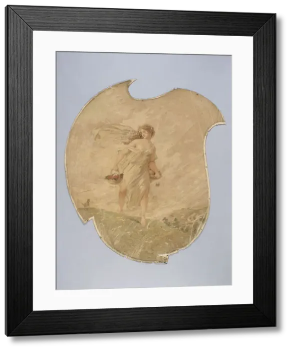 Framed Print : Woman carrying a basket of berries and a basket of mushrooms, c1900. Creator: Unknown Framed Print : Woman carrying a basket of berries and a basket of mushrooms, c1900. Creator: Unknown