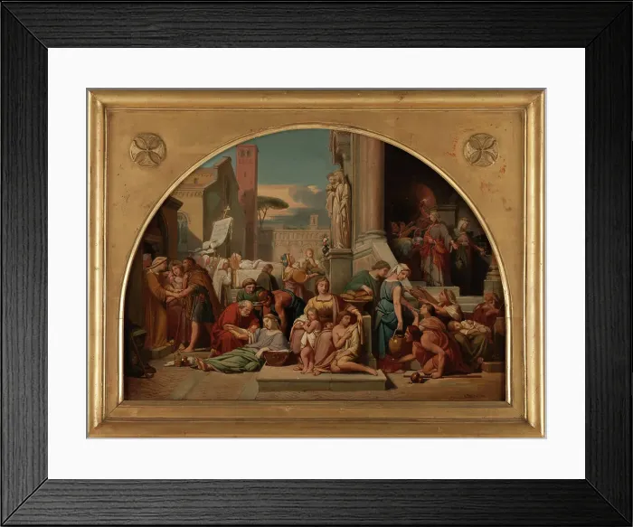 Framed Print : Esquisse pour l'église Sainte-Elisabeth : Les sept oeuvres de miséricorde, between 1844 and 1848. Creator: Jean Louis Bezard Framed Print : Esquisse pour l'église Sainte-Elisabeth : Les sept oeuvres de miséricorde, between 1844 and 1848. Creator: Jean Louis Bezard