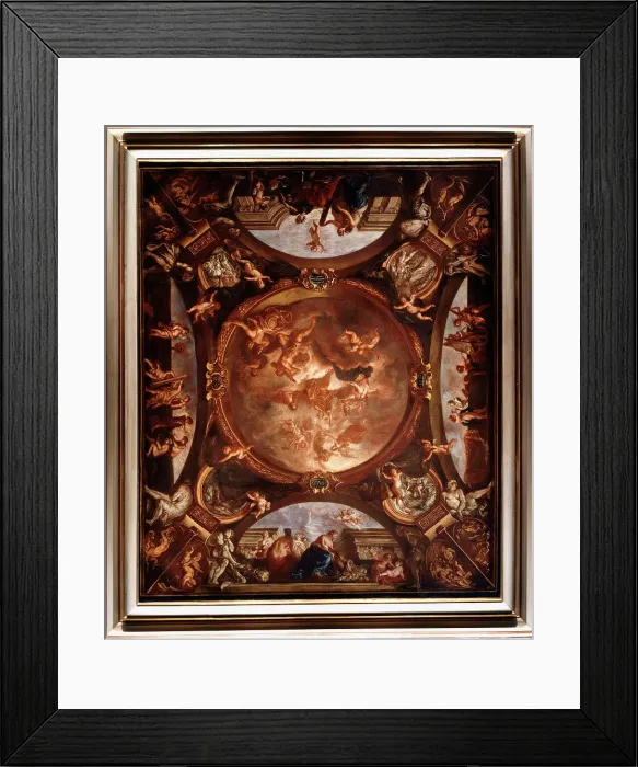 Framed Print : Justice ensures peace and protects the arts, c1688. Creator: Bon Boullogne Framed Print : Justice ensures peace and protects the arts, c1688. Creator: Bon Boullogne