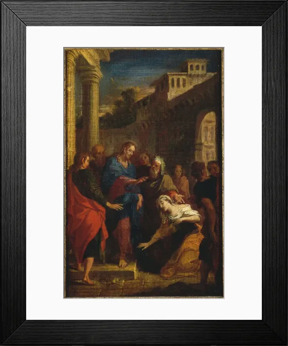 Framed Print : Jesus and the bleeding woman, c1695. Creator: Louis de Boullogne II Framed Print : Jesus and the bleeding woman, c1695. Creator: Louis de Boullogne II