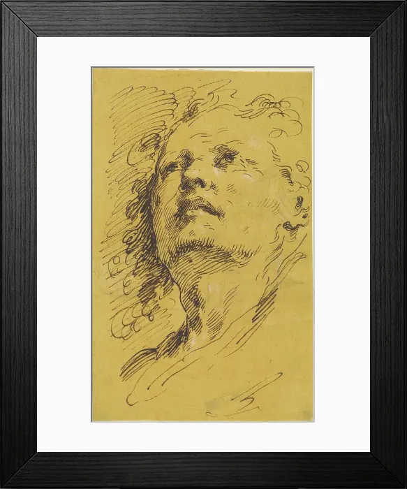 Framed Print : Head of a Man Looking Up, 1770s. Creator: Pietro Antonio Novelli Framed Print : Head of a Man Looking Up, 1770s. Creator: Pietro Antonio Novelli